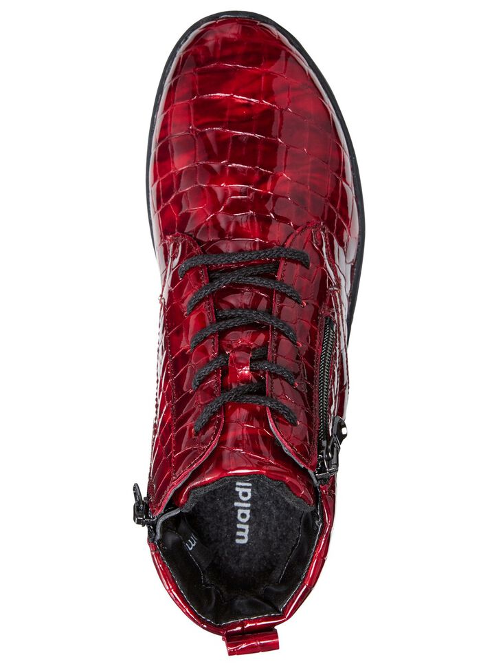 Waldl&auml;ufer veterlaarzen van elegant lakleer met krokodillenreli&euml;f ROOD