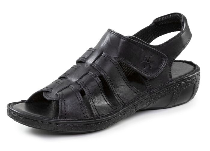 ELENA EDEN sandaal gemaakt van nappaleer met een subtiele gekreukelde structuur ZWART