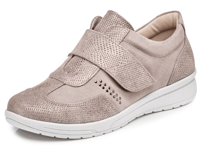 Slippers met verstelbare klittenbandsluiting TAUPE