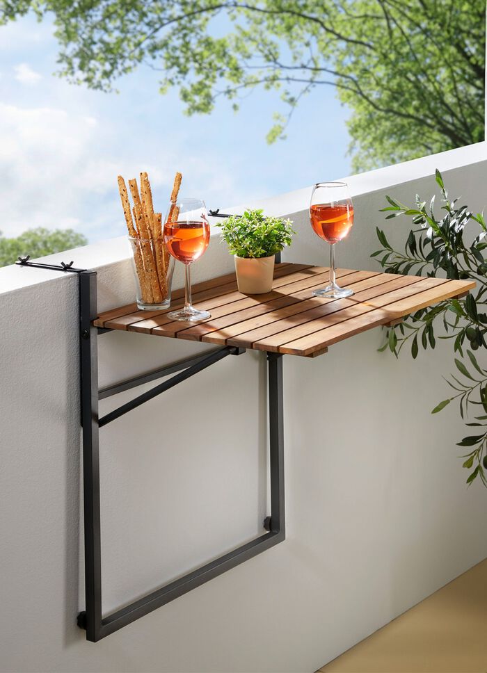 Balkonhangtafel gemaakt van acaciahout 