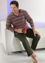 Pyjama met V-hals en gestreept dessin 