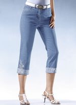 7/8 jeans met bloemenborduursel LICHTBLAUW