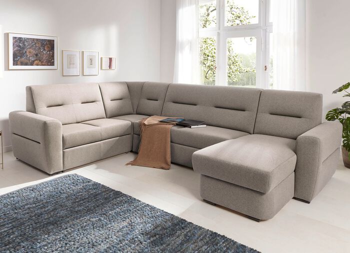 Gestoffeerd meubel met bedfunctie dat overal in de kamer geplaatst kan worden CAPPUCCINO