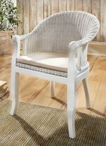 Rotan fauteuil op massief grenenhout WIT