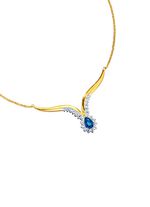 Halsketting met echte saffier en echte witte topaas 