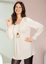 Shirttuniek met mooie manchetten ECRU