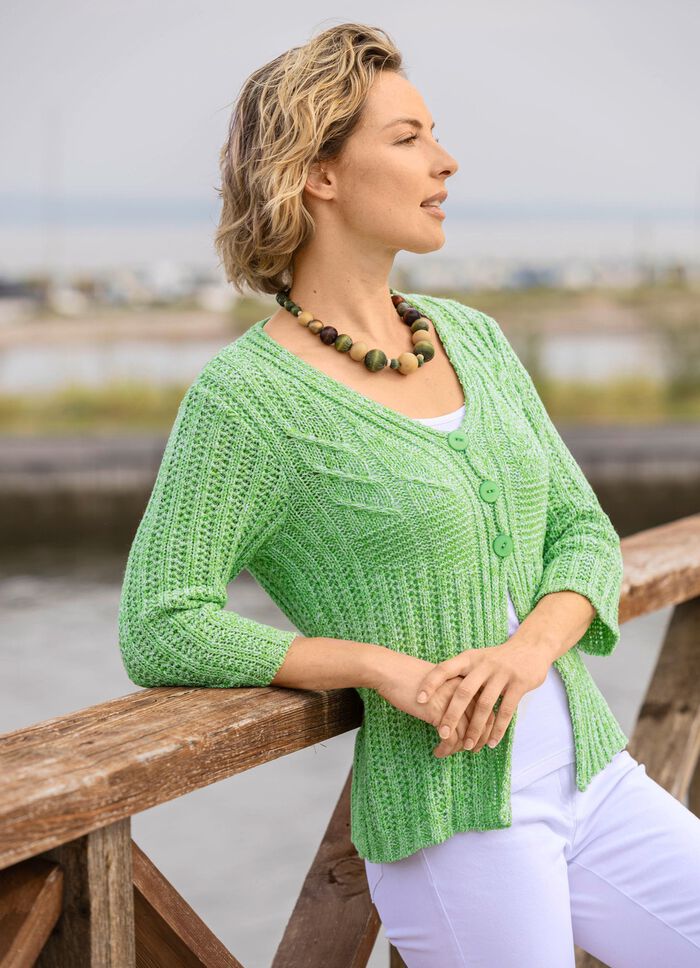 Cardigan in een fijne melange-look 