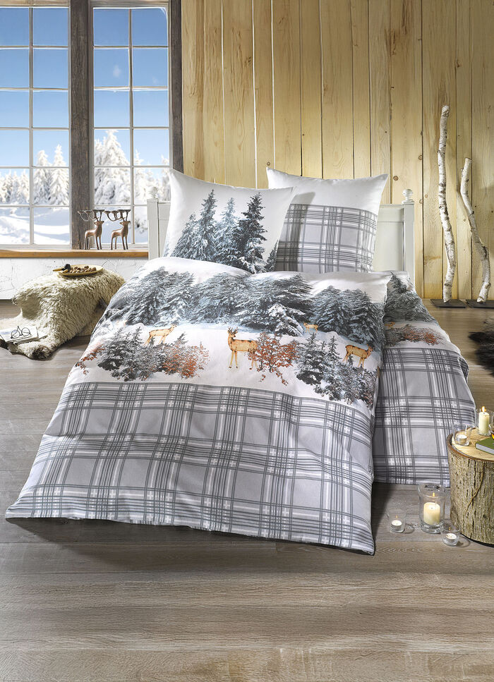 Flanel beddengoedset van 100% katoen GRIJS