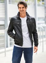 Leren blouson met opstaande kraag 