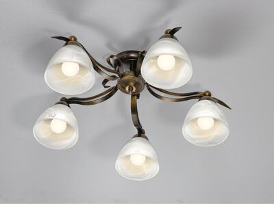 Elegante plafondlamp gemaakt van ijzer en glas 