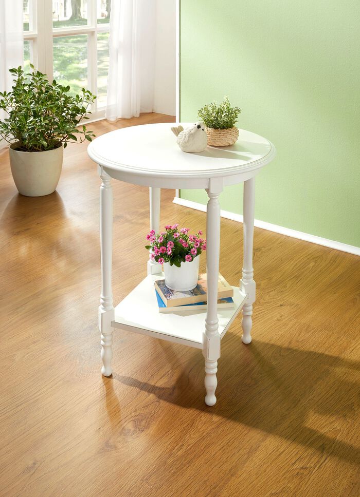 Deels massieve bijzettafel met gedraaide poten 