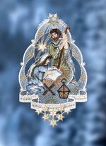 Raamdecoratie 'kribbe' van echt kantwerk uit Plauen 