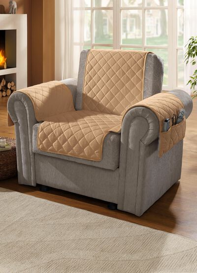 Fauteuil-, bank- en armleuningbeschermers gemaakt van scheerschapenwol 