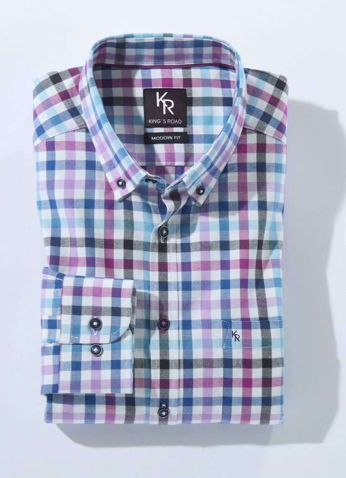 "King's Road" overhemd met button-down kraag in 4 kleuren 