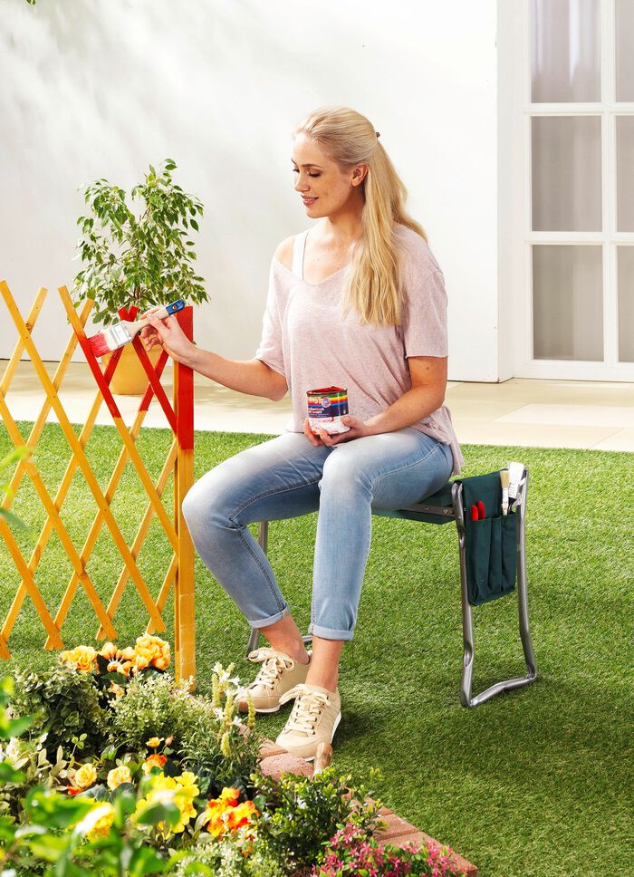 Plooibare kniebank voor in de tuin, met kunststof kussens 