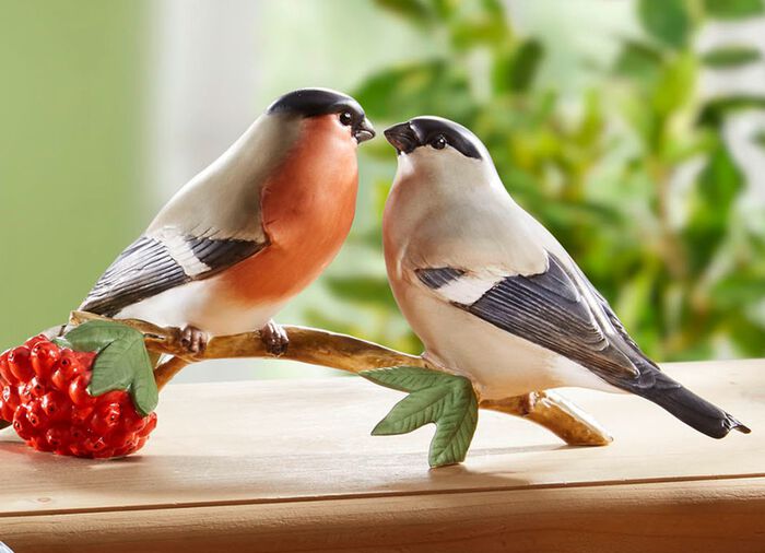 Vogelbeeldjes van hoogwaardig biscuitporselein KLEURRIJK