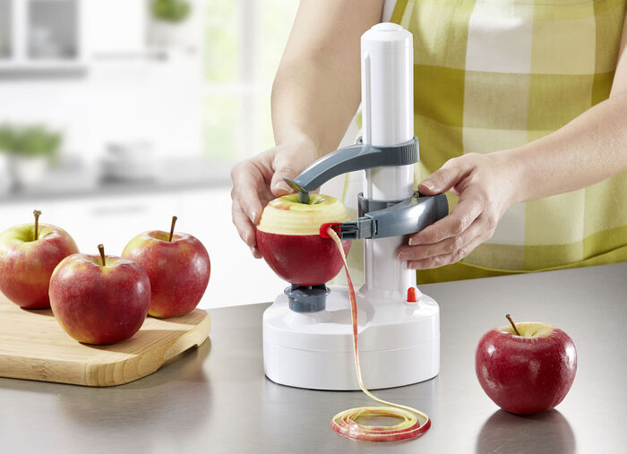 Elektrische fruit- en groenteschiller met roestvrijstalen mesinzetstukken