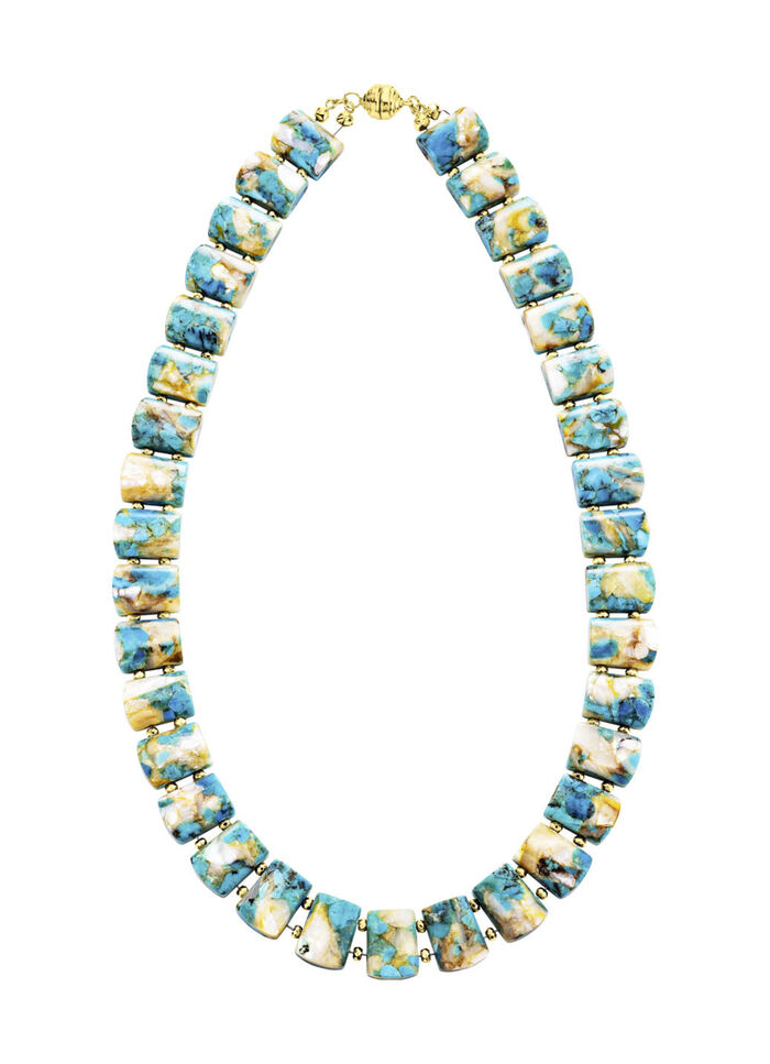 Ketting met bewaard turkoois en bewaard parelmoer 