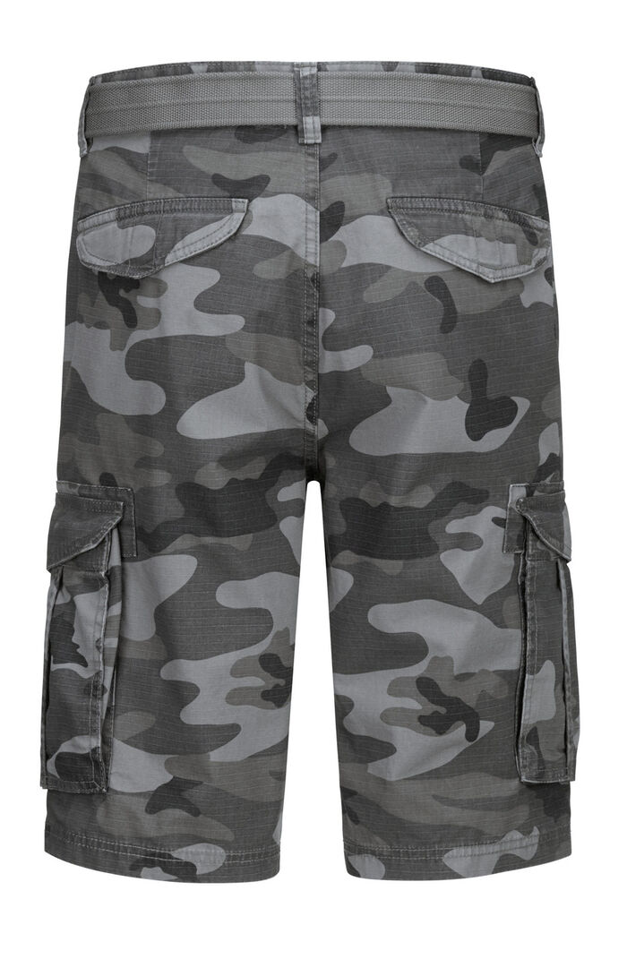 Bermudashort met riem en cargozakken in 2 kleuren ANTRACIET-GRIJS