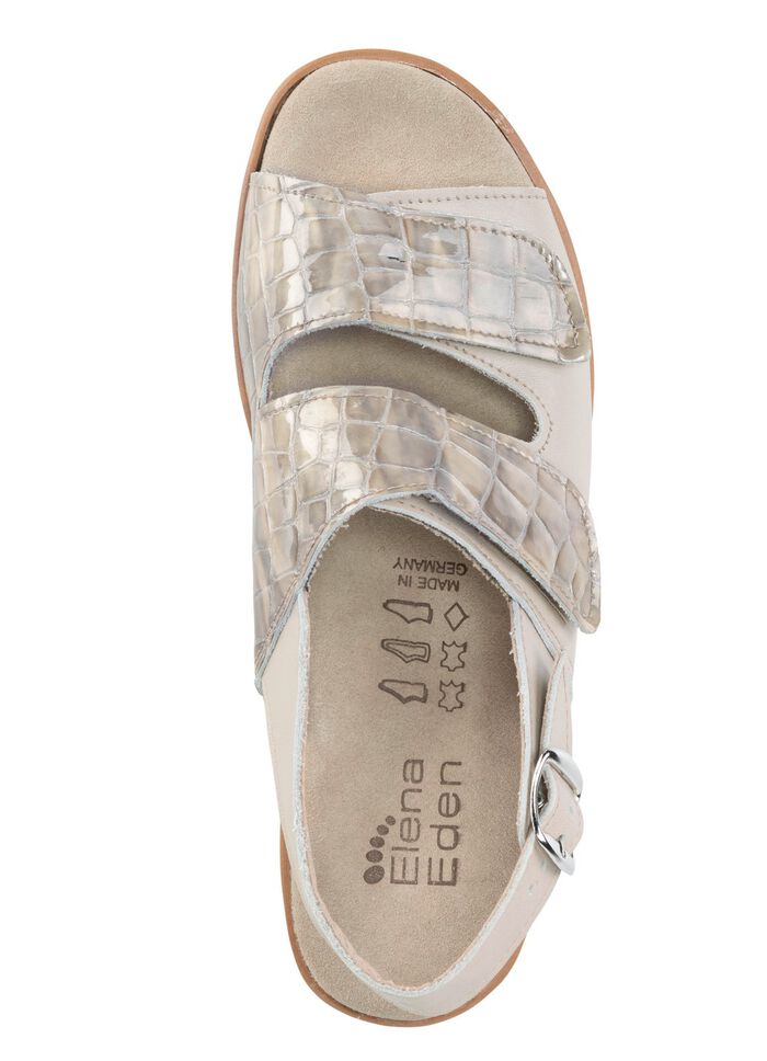 ELENA EDEN sandaal gemaakt van nappaleer en lakleer met krokodillenreli&euml;f 