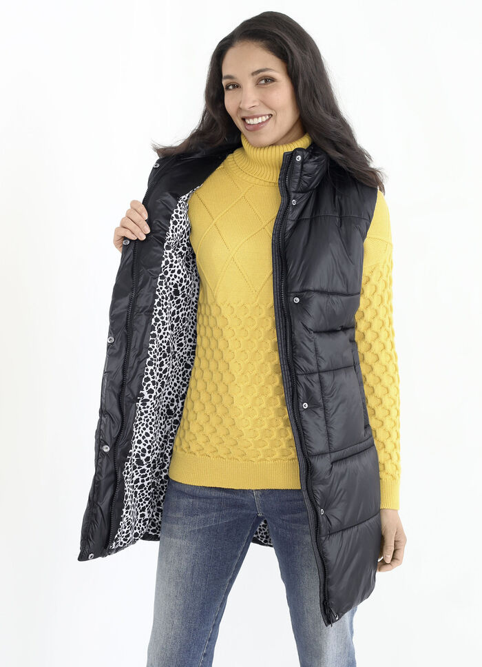 Functioneel lang vest met 2-wegritssluiting 