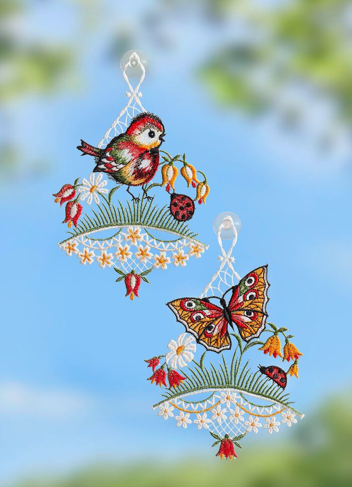 Raamafbeeldingen met veermotief, set van 2 