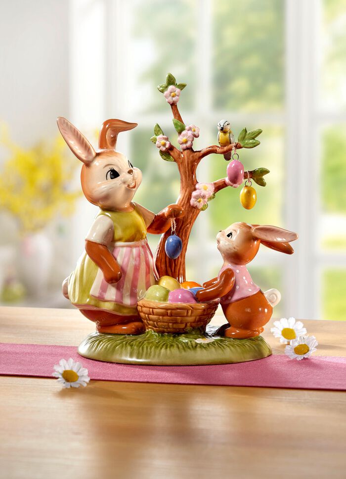 Konijnenmoeder met kind gemaakt van hoogwaardig fijn steengoed 