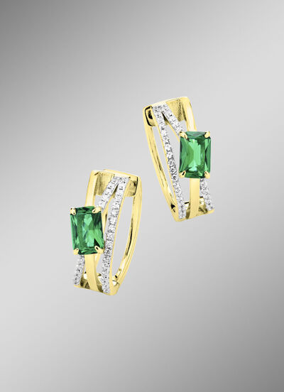 Vergulde creolen met zirkonia 