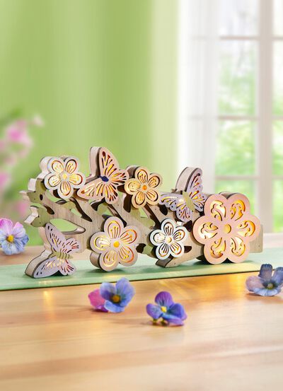 Verlichte houten decoratie 