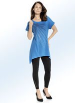 Longshirt met ongelijke zoom AZUURBLAUW