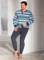 Pyjama van badstof-stretch, met knoopsluiting en manchetten 