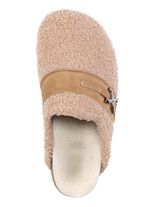 Laurina pantoffels van zacht pluche met velours bies ZANDBEIGE