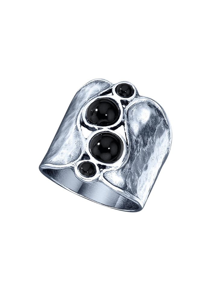 Massieve damesring met echte onyx 