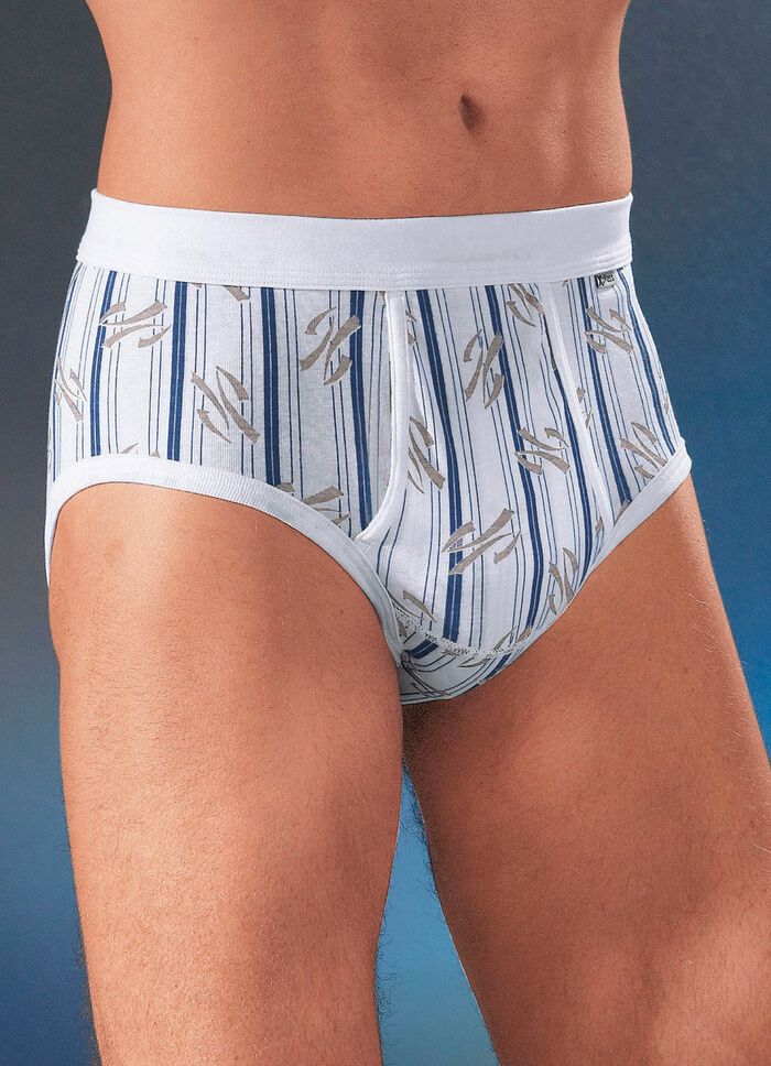 Set van vier slips van fijne ribstof met gulp en kleurrijk patroon 