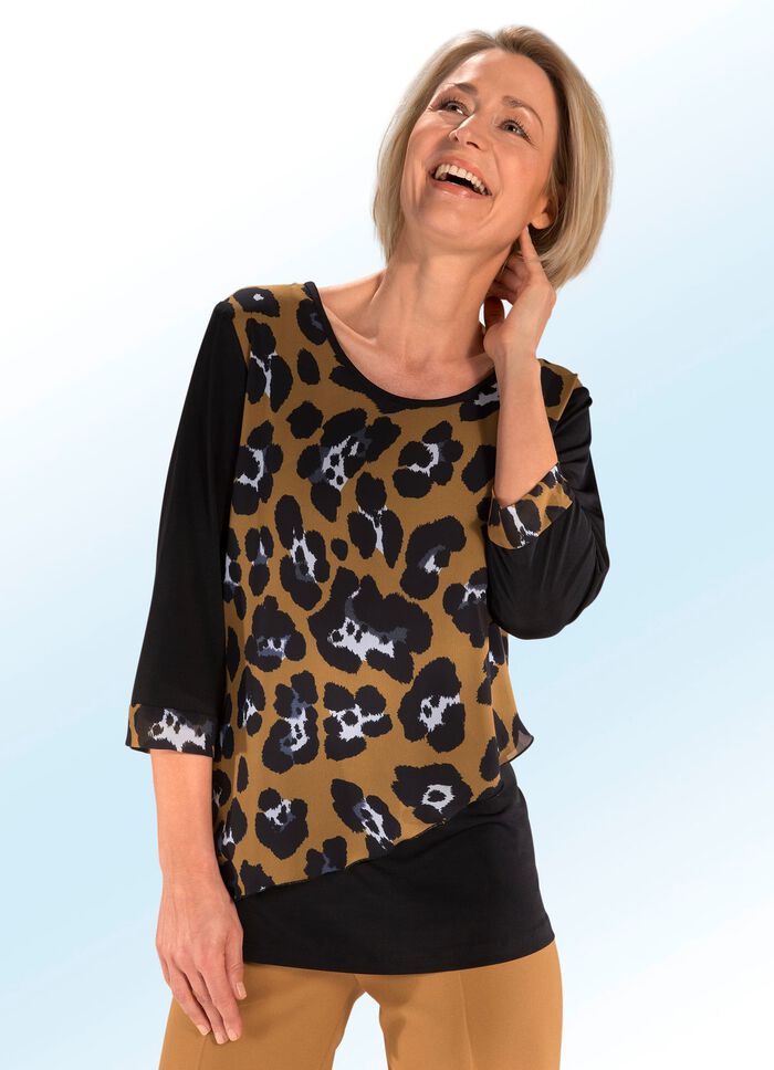 Shirt met chiffon-versiering 