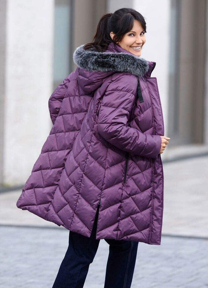 Korte jas met afneembare imitatiebontrand 