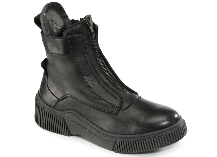 Dragonfly laarsje van nappaleer met decoratieve ritssluiting ZWART