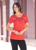 Shirt met decoratieve plaatdecoratie in 2 kleuren ROOD