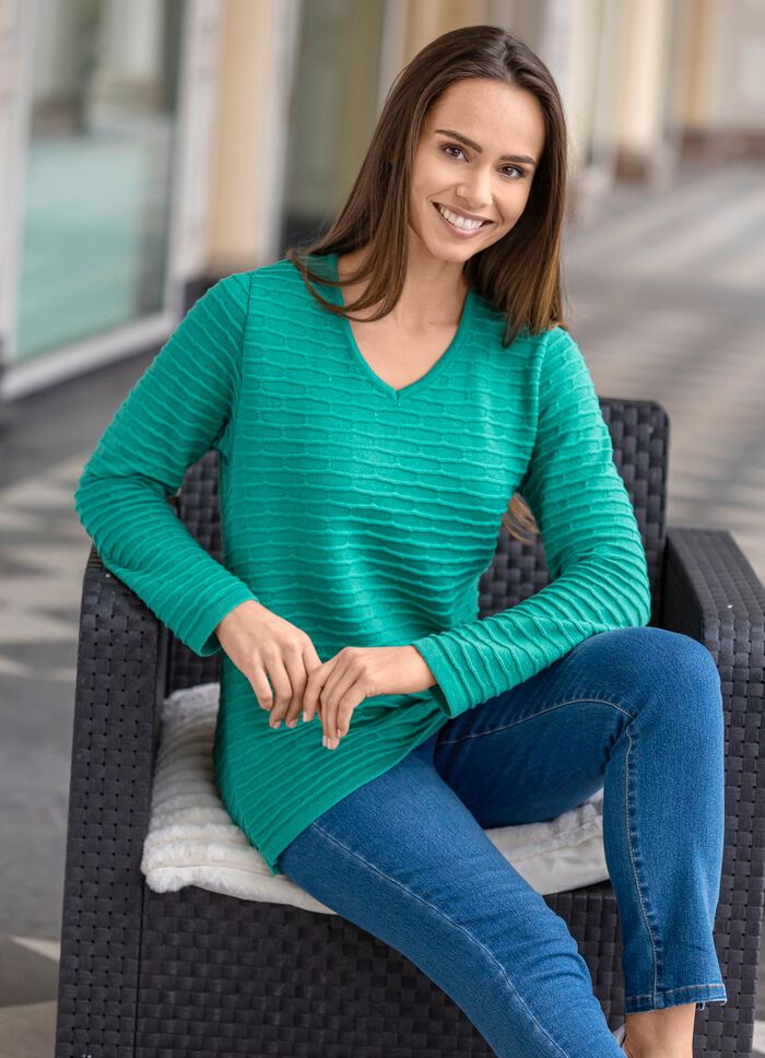 Trui met structuurstrepen OPAAL-JADE GROEN