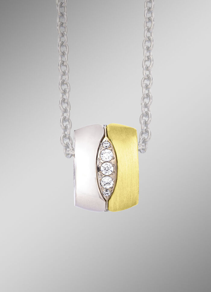 Bicolor hanger met synthetische zirkonia 