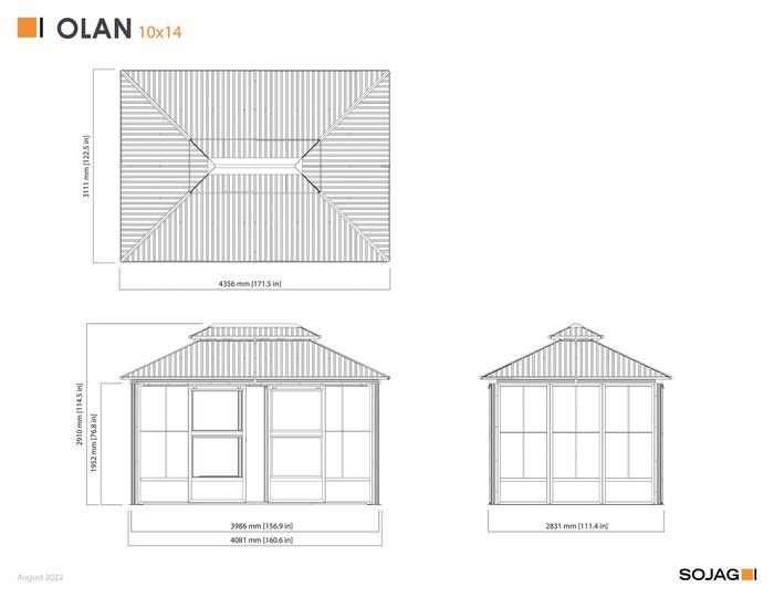 Paviljoen Olan van gepoedercoat aluminium 