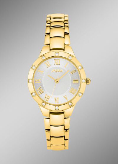 Kwarts dameshorloge van Pools met diamanten lunette 