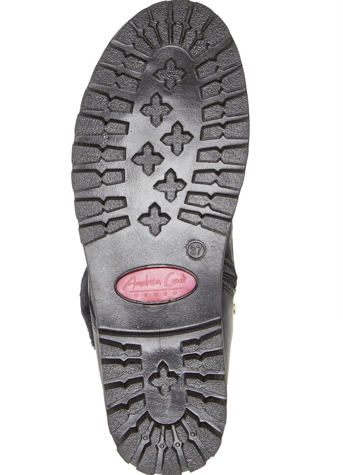 Andrea Conti veterlaarsje met pluizige pluche kraag ZWART