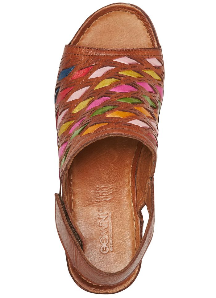 Gemini sandalen met verfijnde, kleurrijke gevlochten details COGNAC