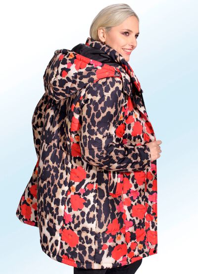 Korte jas met briljant gekleurde inkjetprint 