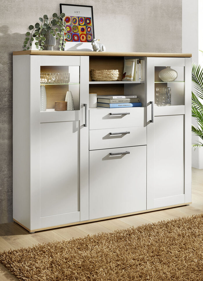 Vitrine, 1 deur, LED-verlichting. WITTE EIK