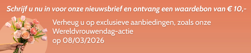 Meld u nu aan voor de nieuwsbrief en ontvang een tegoedbon ter waarde van 10 Euro