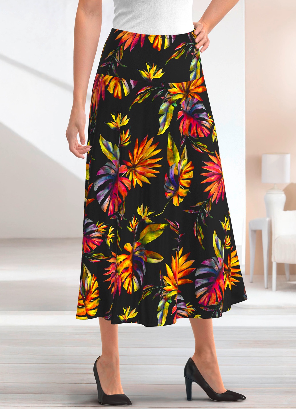 RSBFK Kunstlederen rok voor dames, hoge taille, rekbare kokerrokken, midi- rok met split aan de voorkant, Zwart, XL